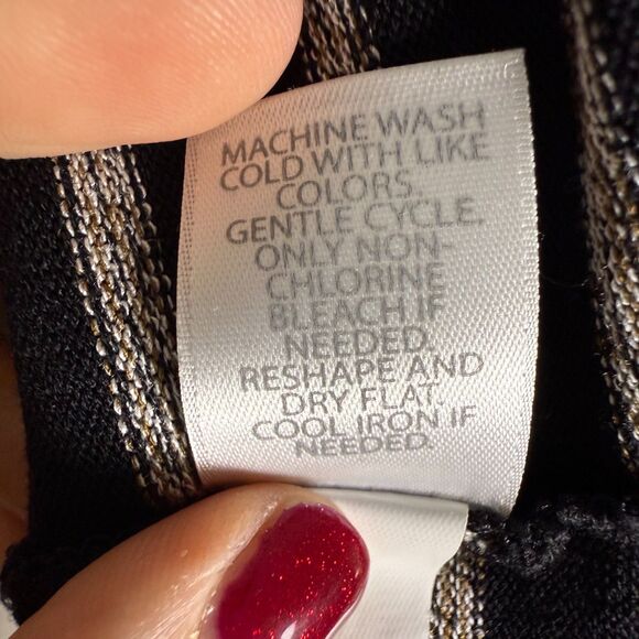 J. Jill Striped Wearever V-Neck Top, 3/4 Dolman Sleeves Sz XL TALL Black & Gray - Picture 11 of 12